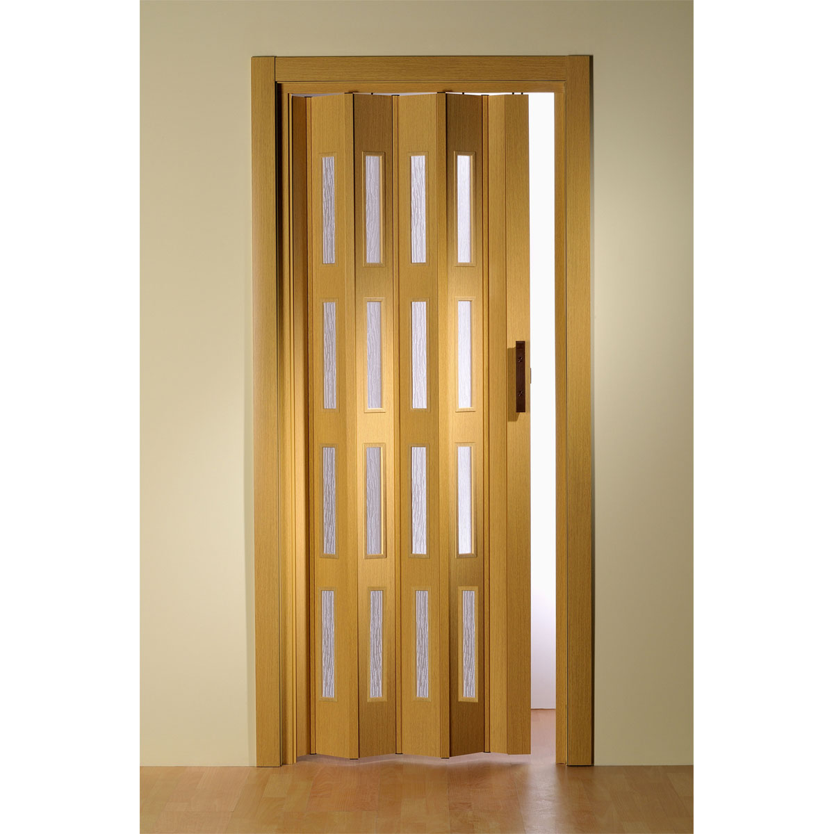 FORTE Kunststoff-Falttür Luciana B 88,5 x H 202 cm Eiche hell 4 Fenster