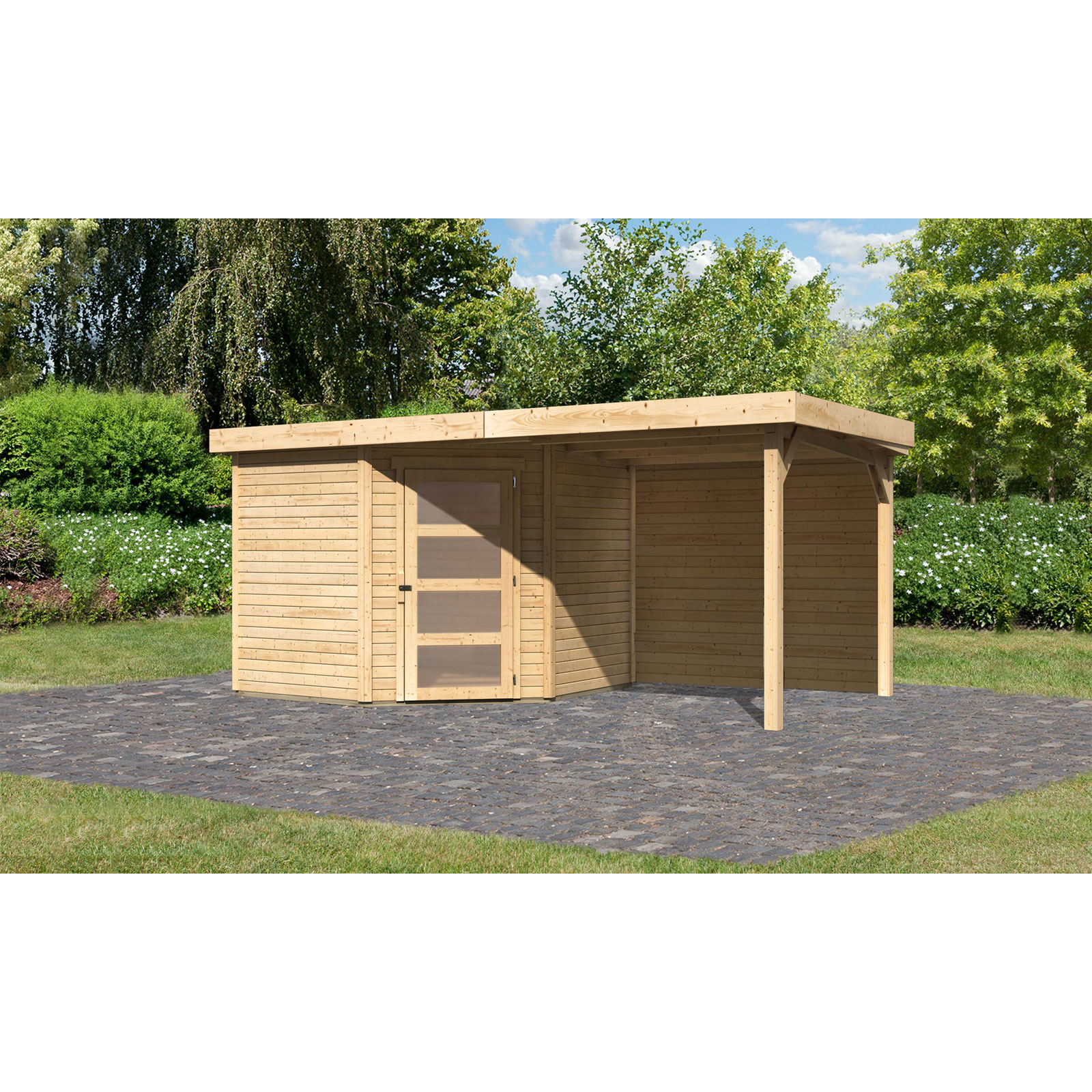 Karibu BBH Schwandorf 5 Set mit Anbau naturbelassen