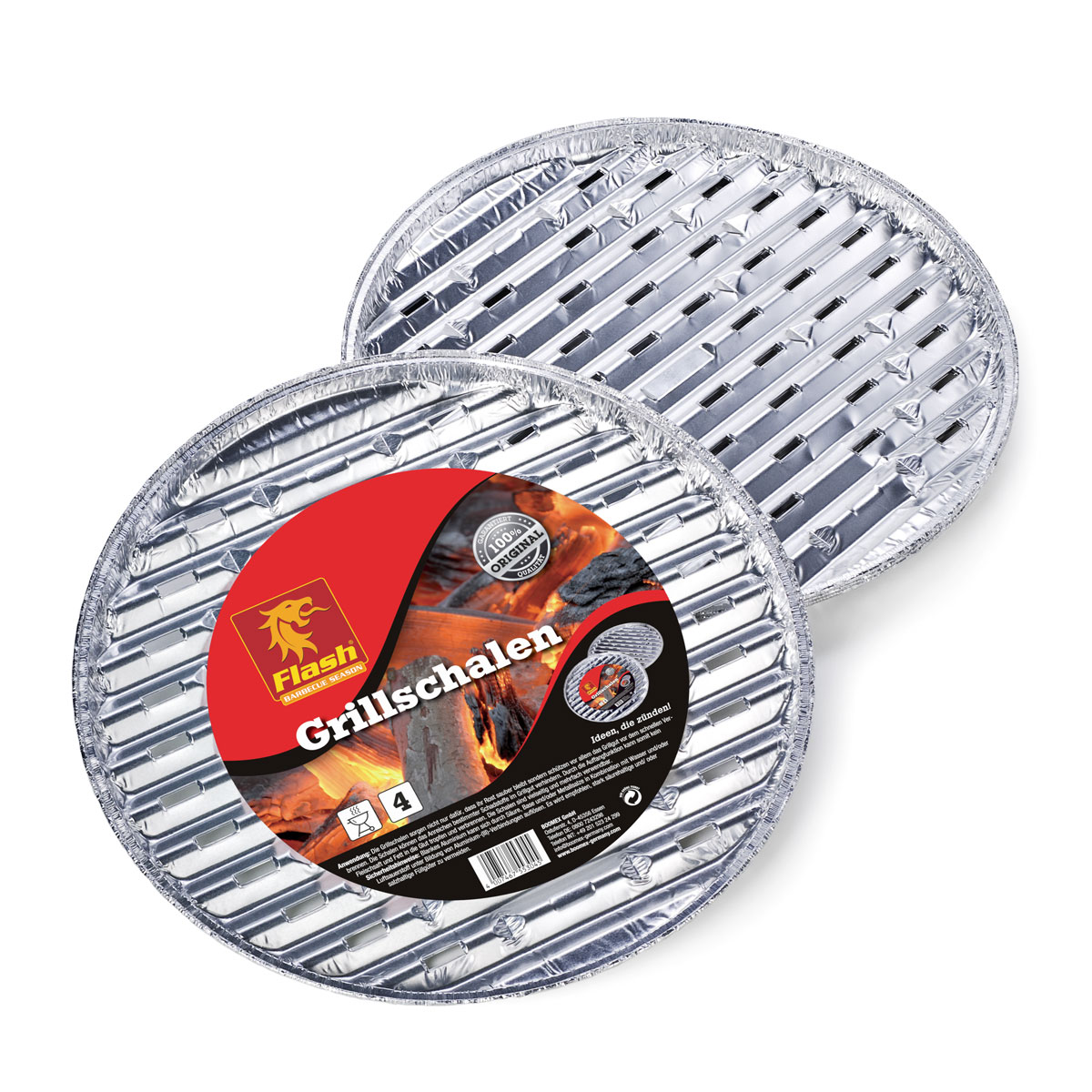 Flash Grill-Aluschale rund 4er-Set