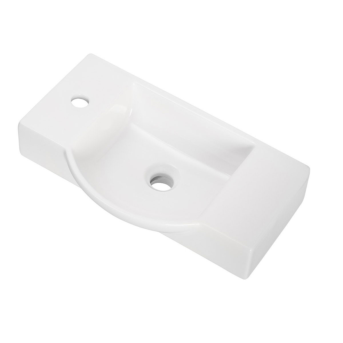 Fackelmann Gäste-WC Keramikbecken SBC 545 x 145 x 317 mm Weiß Hahnloch links