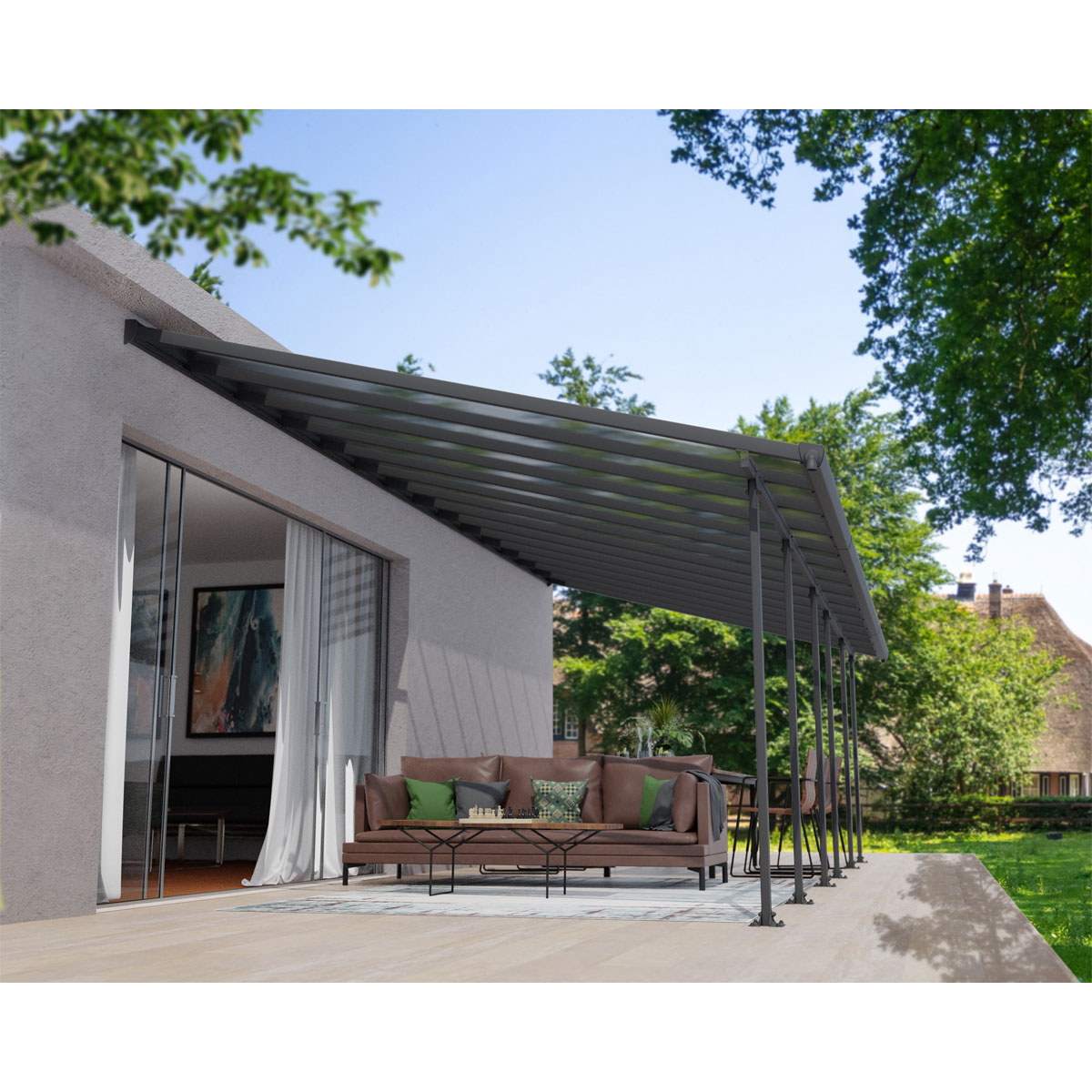 Palram Canopia Feria Alu Terrassenüberdachung Polycarbonat 4x10,31 m dunkelgrau