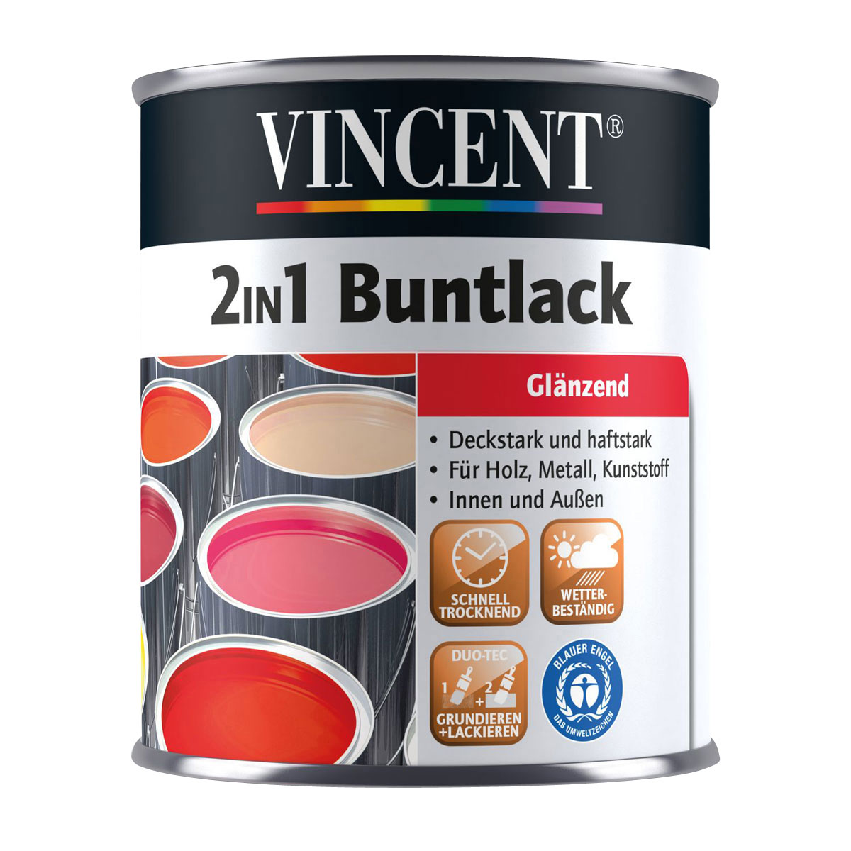 Vincent 2in1 Buntlack Nussbraun glänzend 750 ml Vincent 2in1 Buntlack Nussbraun glänzend 750 ml