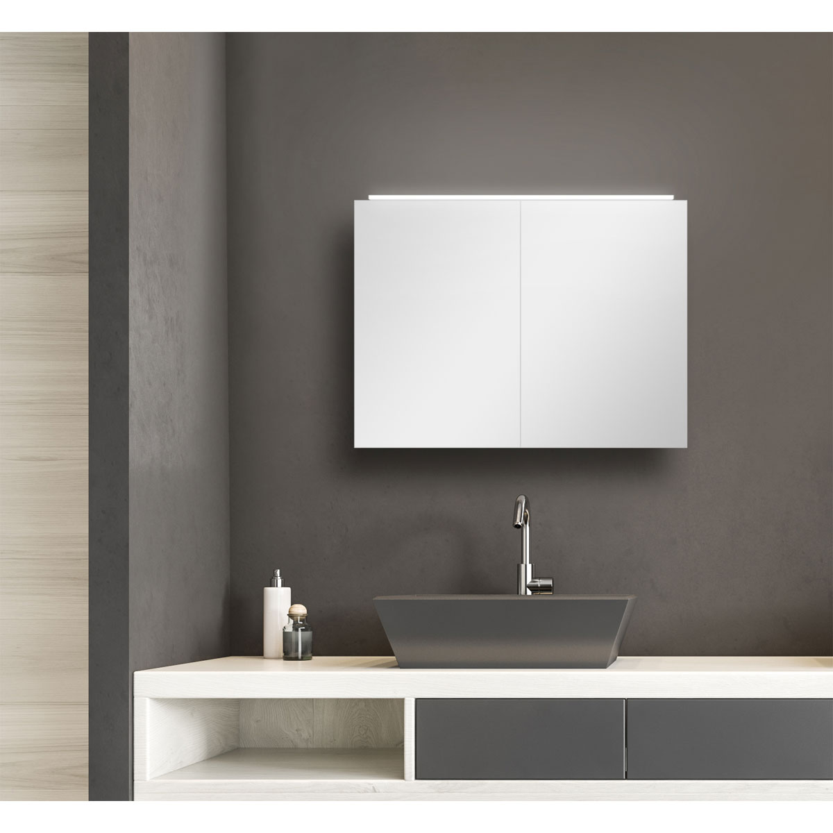 DSK  Design LED Spiegelschrank Aluminio Vegas 70 x 50 cm Bild 7