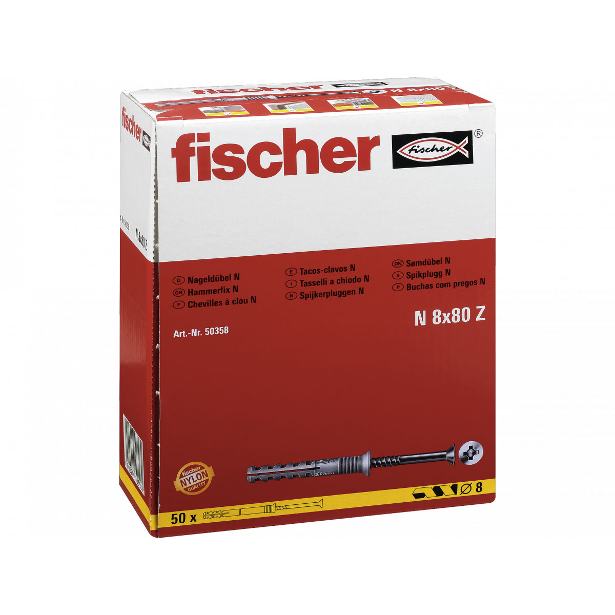 Fischer  Nageldübel N 8 x 80/40 mm Senkkopf 50 Stück Bild 2