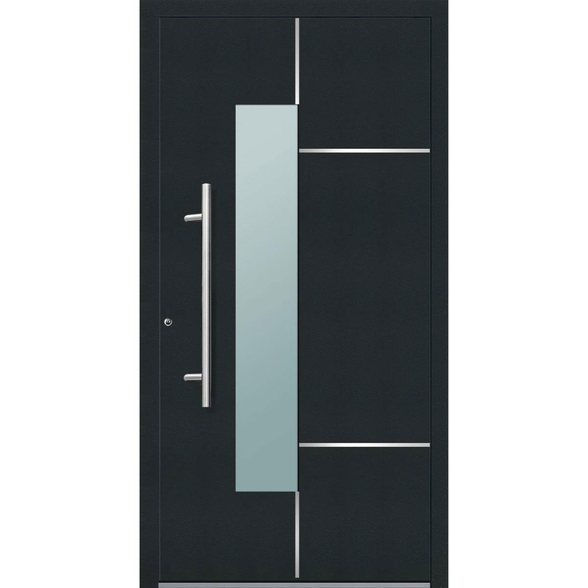 Aluminium Sicherheits-Haustür Bari Exklusiv 75 mm anthrazit 100 x 210 cm Anschlag links inkl Griffset