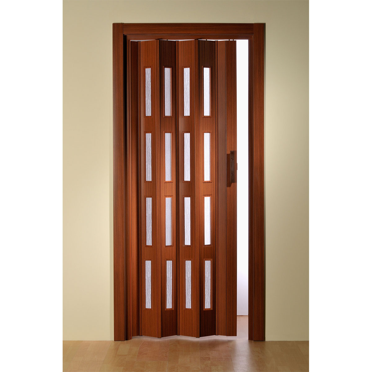 FORTE Kunststoff-Falttür Luciana B 88,5 x H 202 cm Mahagoni 4 Fenster