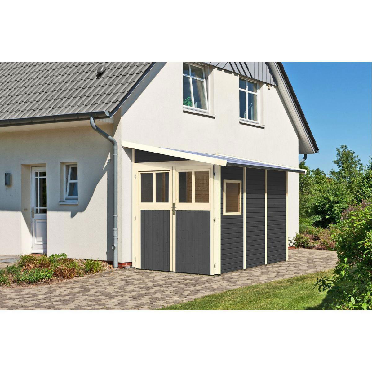 Karibu Gartenhaus Wandlitz 181 x 268 x 230 cm grau Bild 1