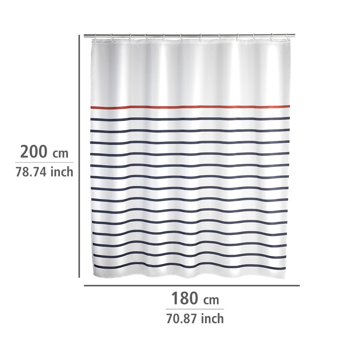 Wenko  Duschvorhang Marine White Textil Polyester 180 x 200 cm waschbar Bild 5