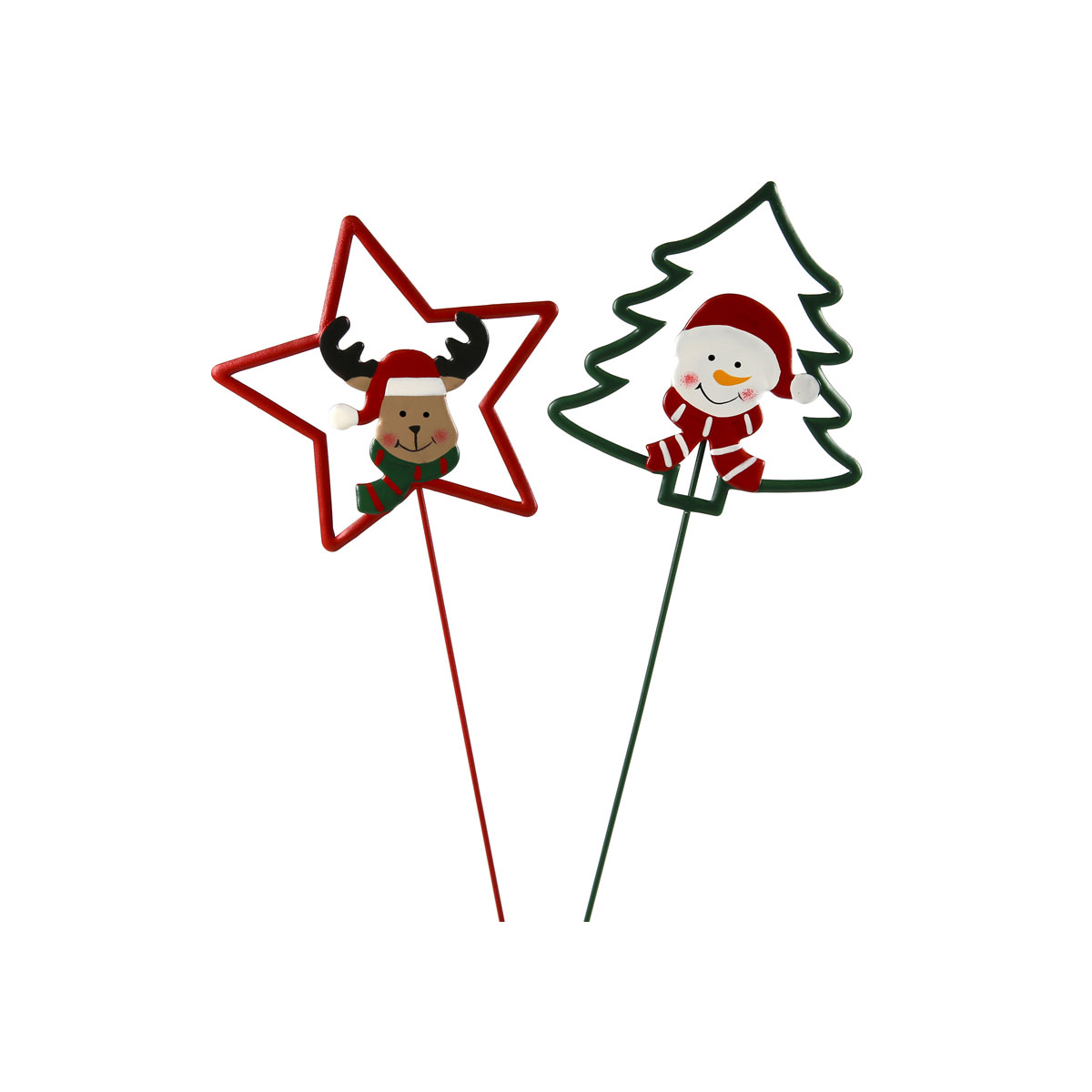 Stecker Tanne oder Stern rot/weiss/grün Metall BxL 13 x 47 cm
