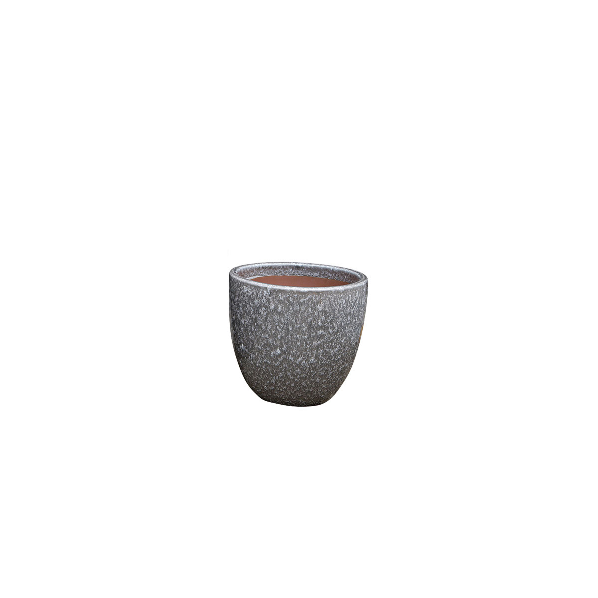 Haveson Pflanztopf Eggpot glasierter Stein hellgrau 34 x 34 x 30 cm