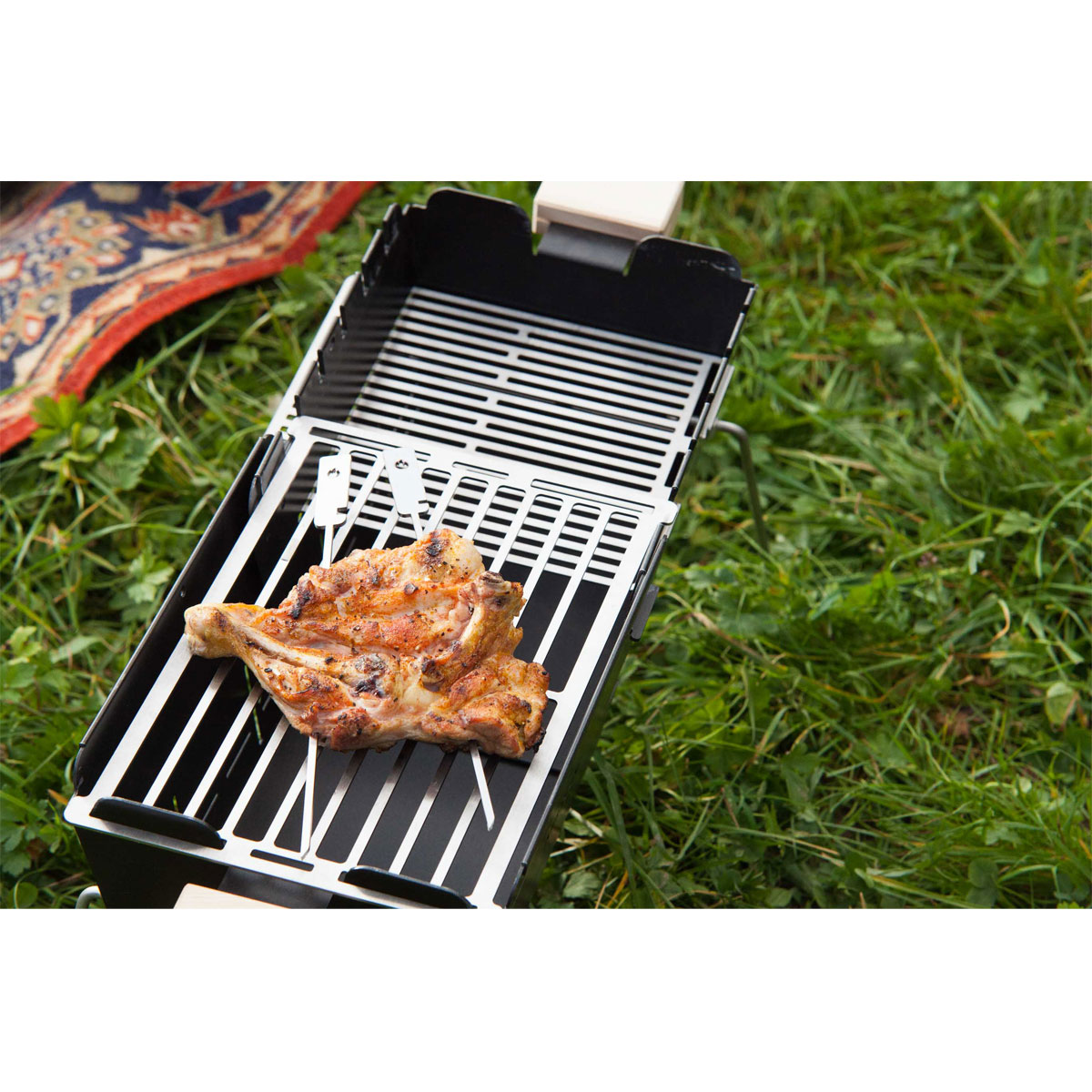 Knister Holzkohlegrill Original Grillfläche 20 x 28-49 cm auseinanderziehbar Bild 9