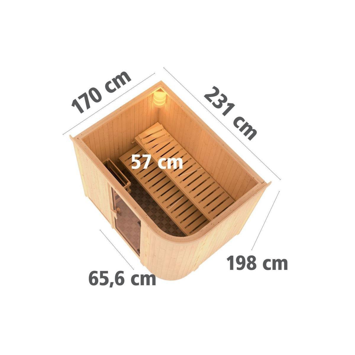 Karibu Sauna Titania 4 Fronteinstieg ohne Ofen kein Kranz Energiespartür Bild 9