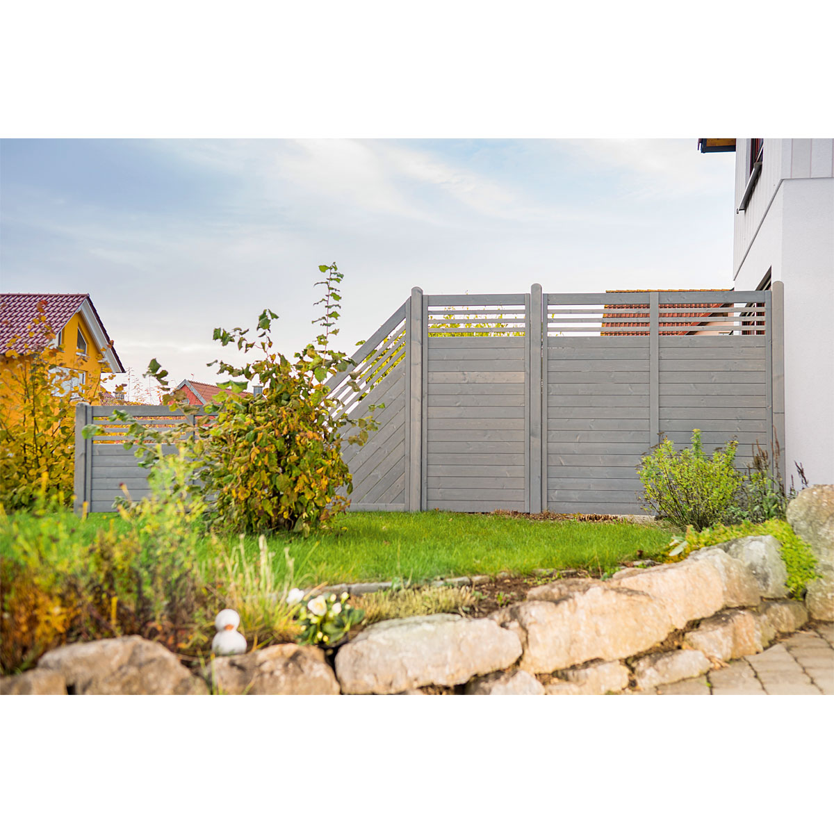 Zaunserie Malmö Abschluss links 90 x 180/90 cm Fichte basaltgrau lasiert Bild 4