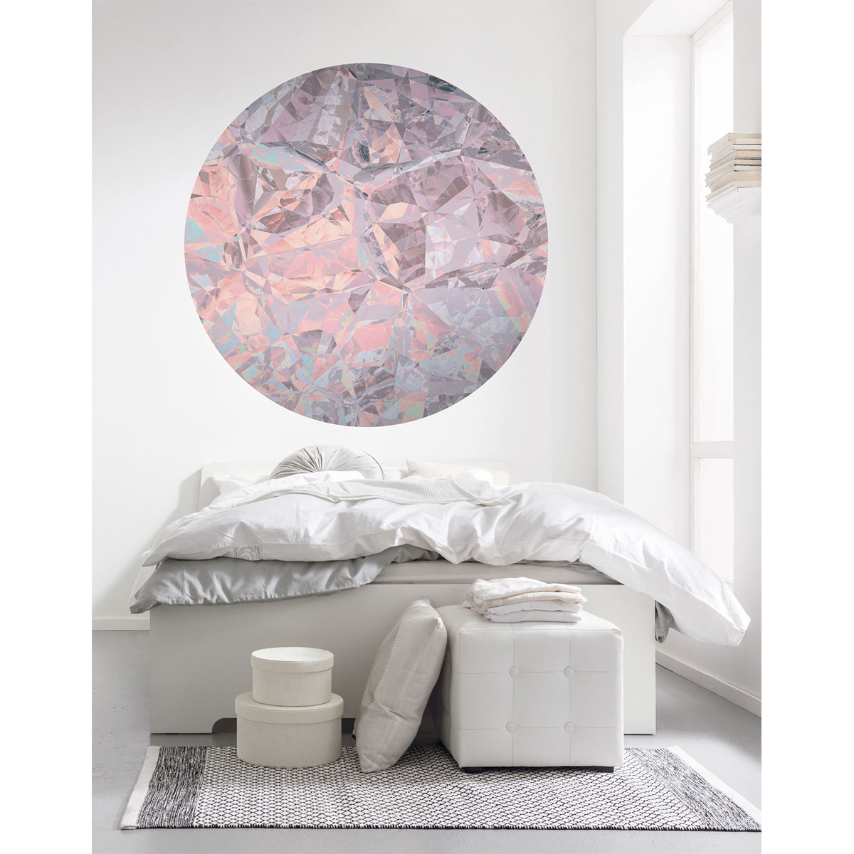 Komar Selbstklebende Vlies Fototapete rund Glossy Crystals Durchmesser 125 cm