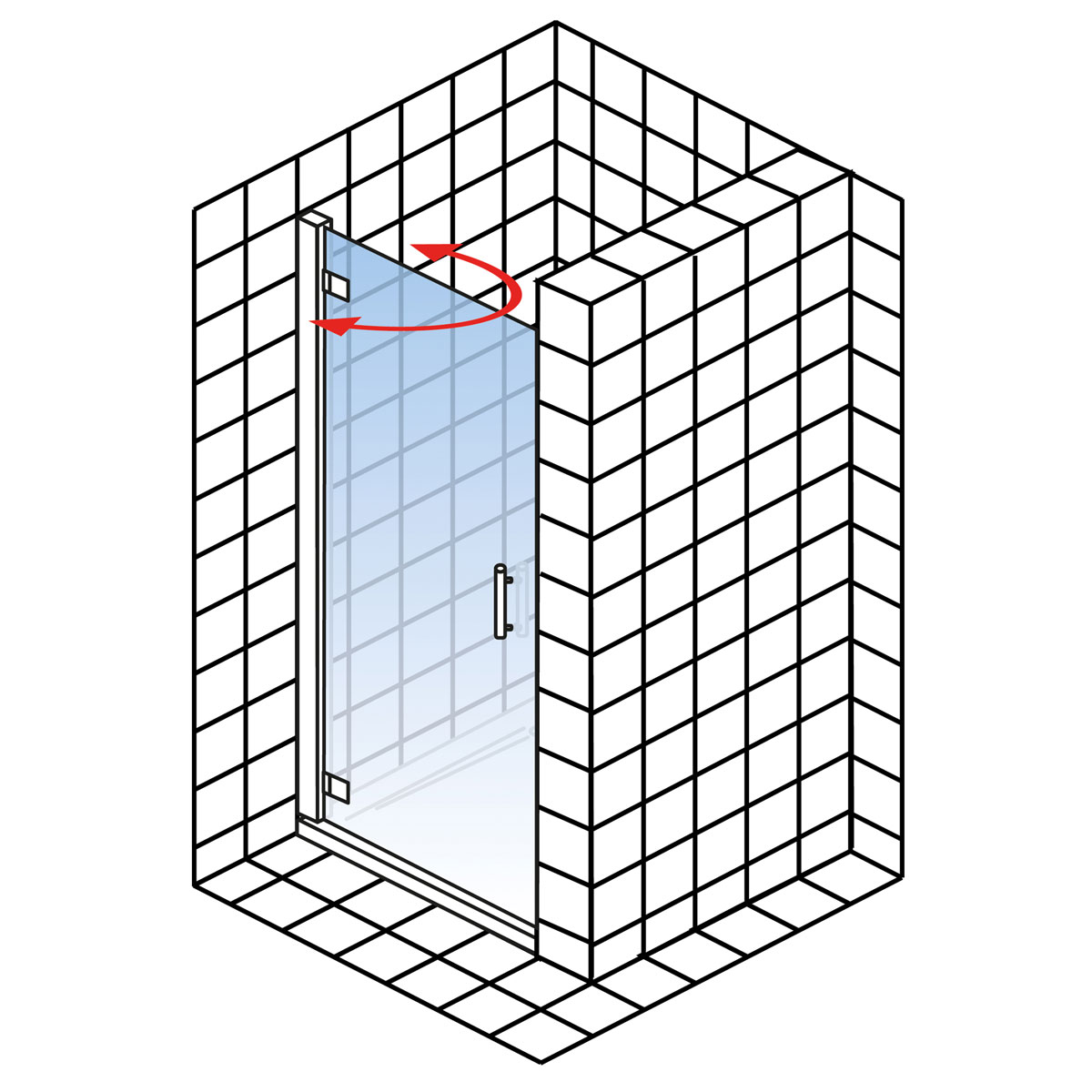 Schulte Drehtür pendelbar in Nische Toura 80 x 200 cm chrom Anschlag links Bild 5