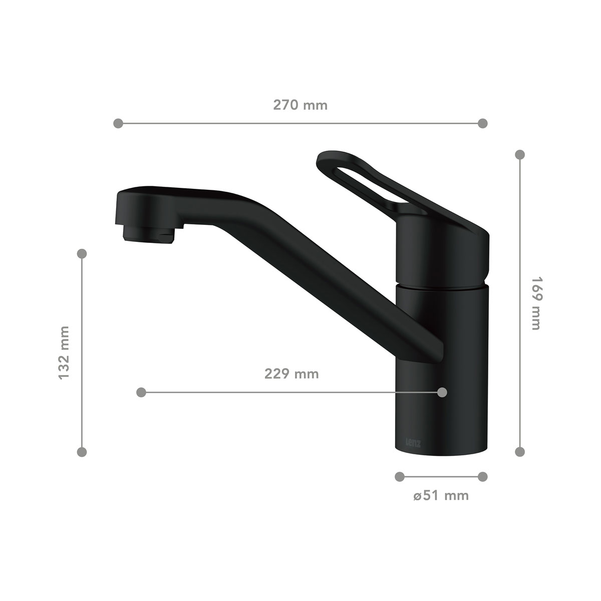 LENZ Spültischarmatur Mila Anti-Fingerabdruck Schwarz Matt Bild 3