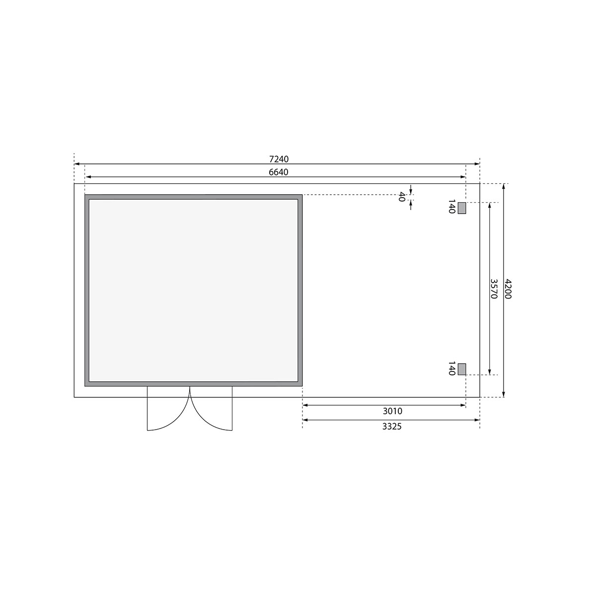 Karibu BBH Northe 5 Set mit Anbaudach terragrau Bild 9