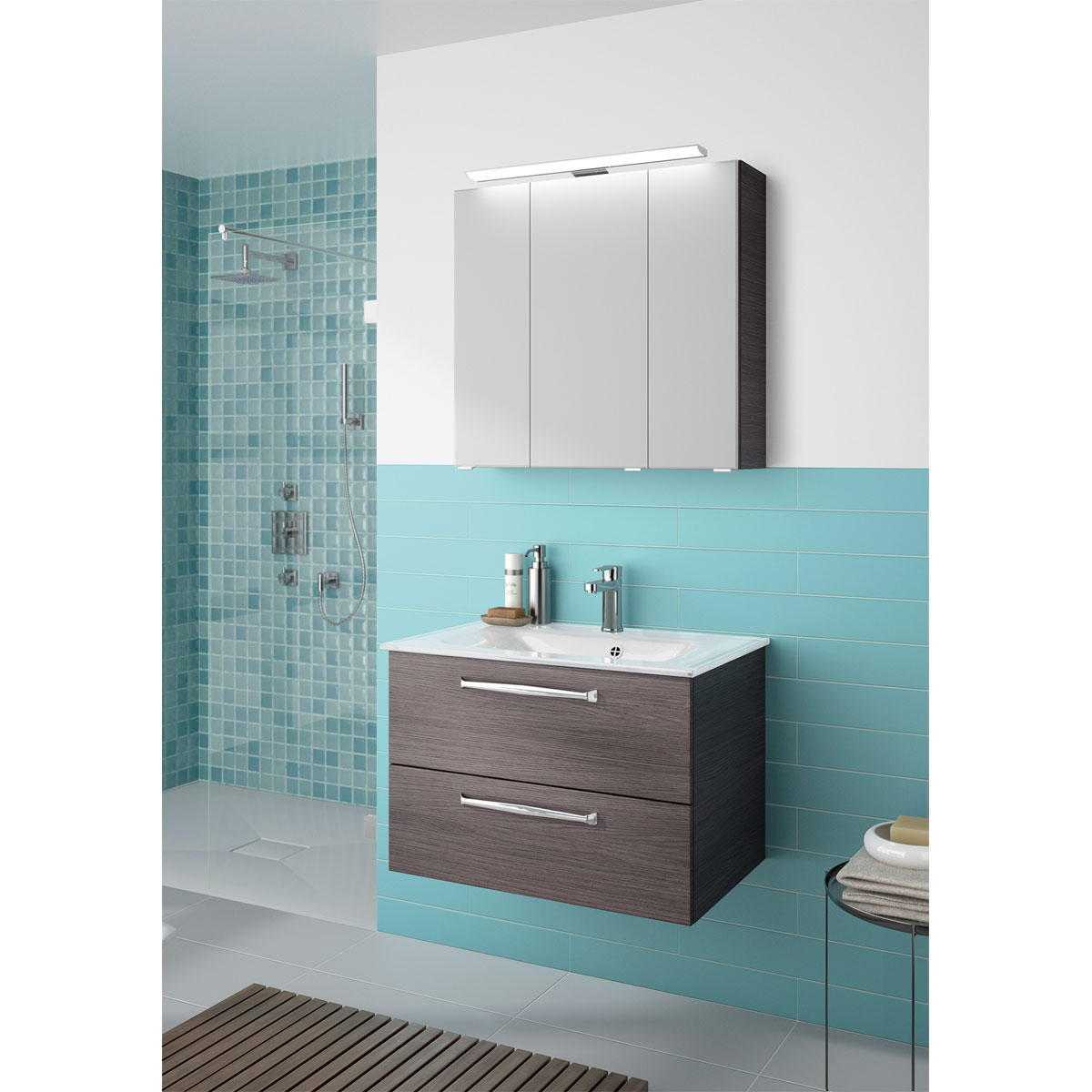 Pelipal LED-Spiegelschrank Trentino inkl Leuchtmittel grau 75 x 70 x 20 cm Bild 2