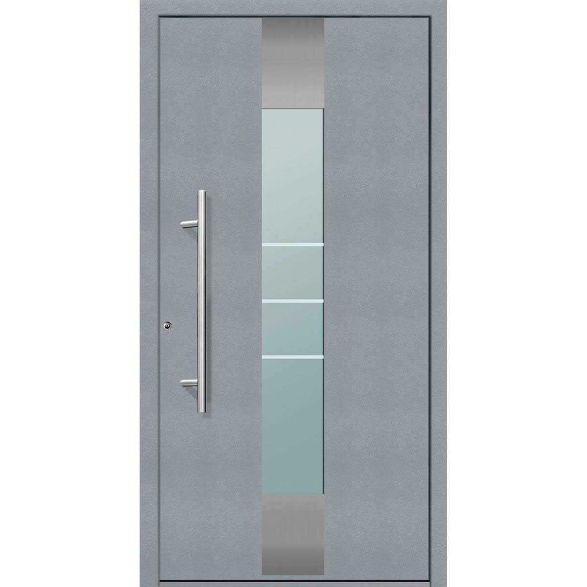 Aluminium Sicherheits-Haustür Rom Exklusiv 75 mm grau 100 x 200 cm Anschlag links inkl Griffset