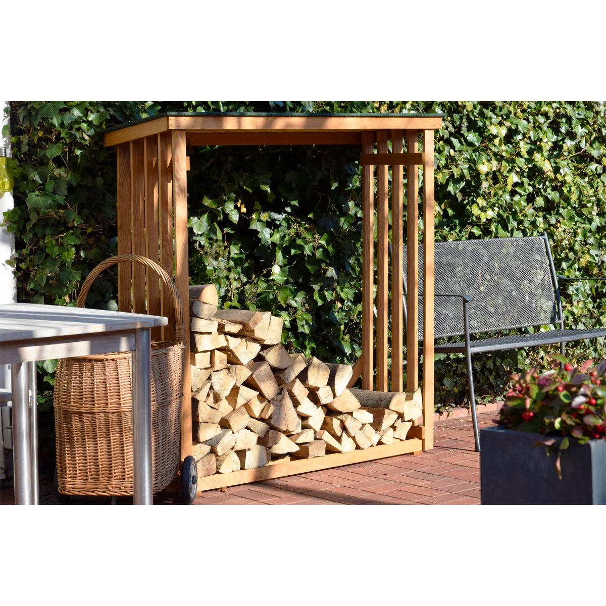 dobar XL-Kaminholzregal 140 x 143 x 50 cm grün-braun Bild 9