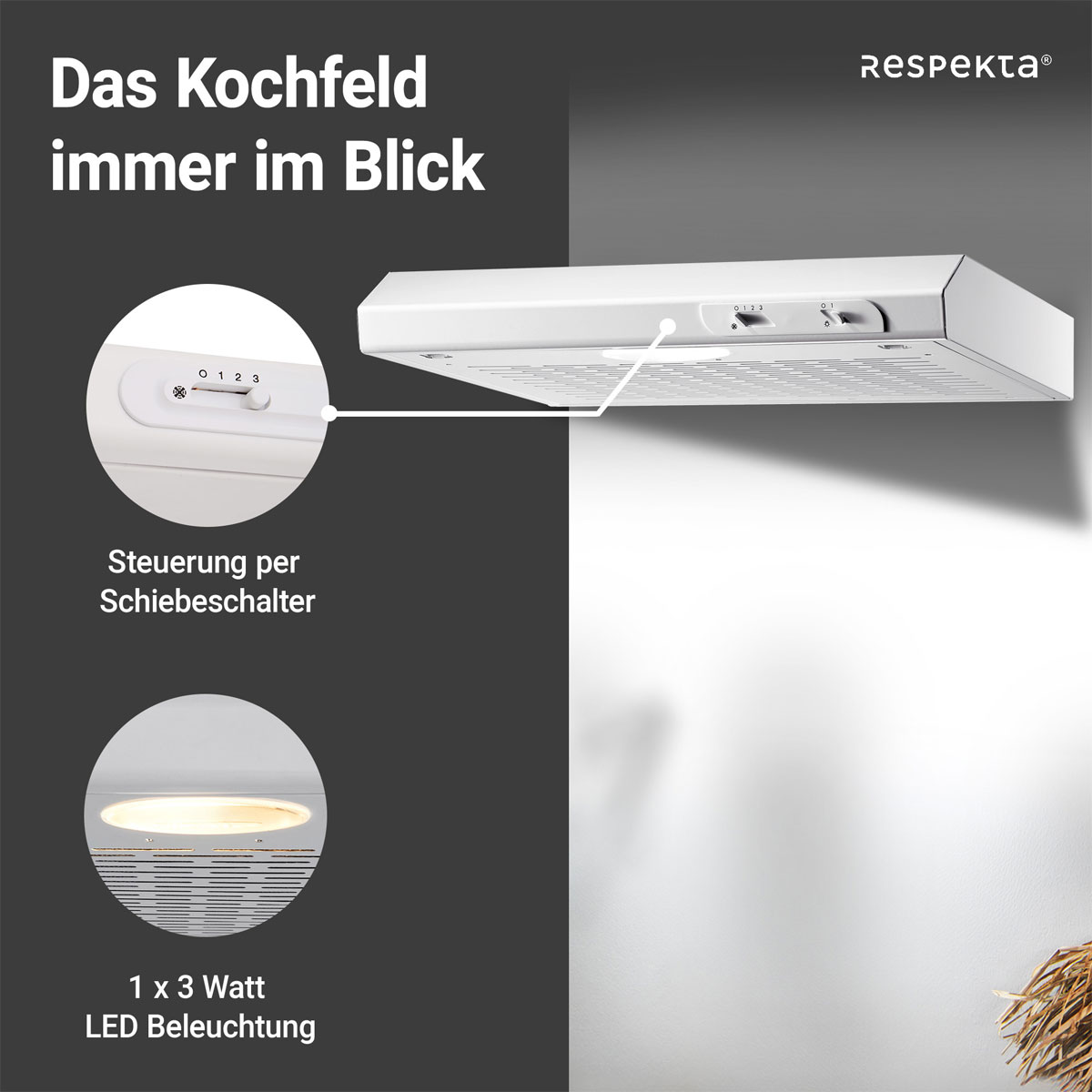 Respekta Suna Unterbauhaube DH520WL 50 cm Weiß Bild 9