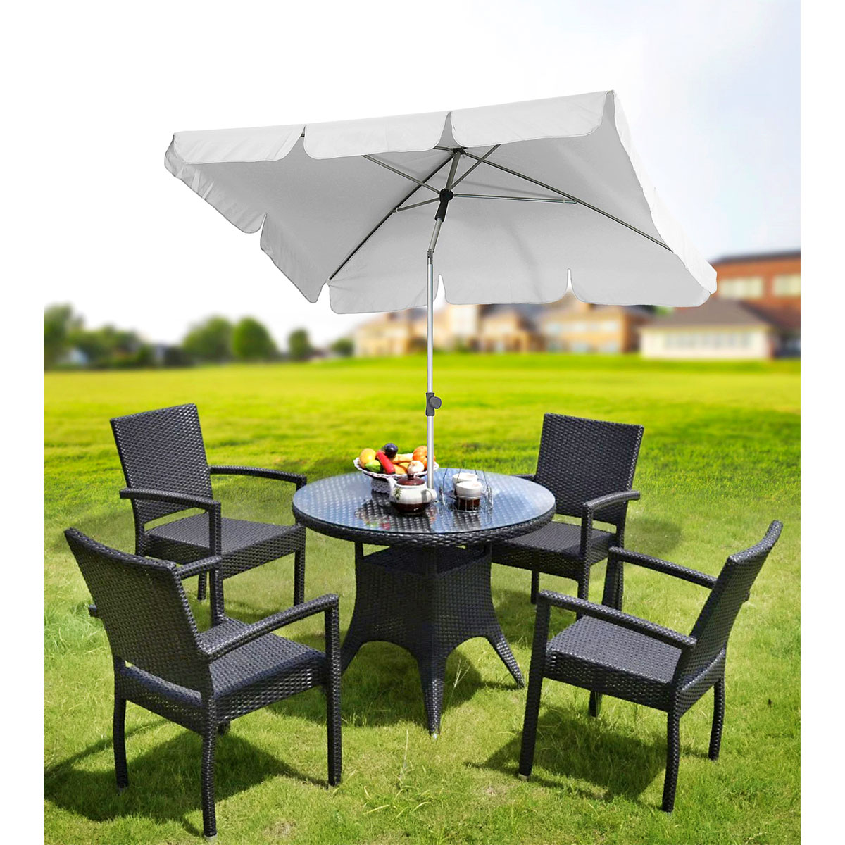 Haveson Marktschirm Udine 210 x 140 cm Natur Bild 2