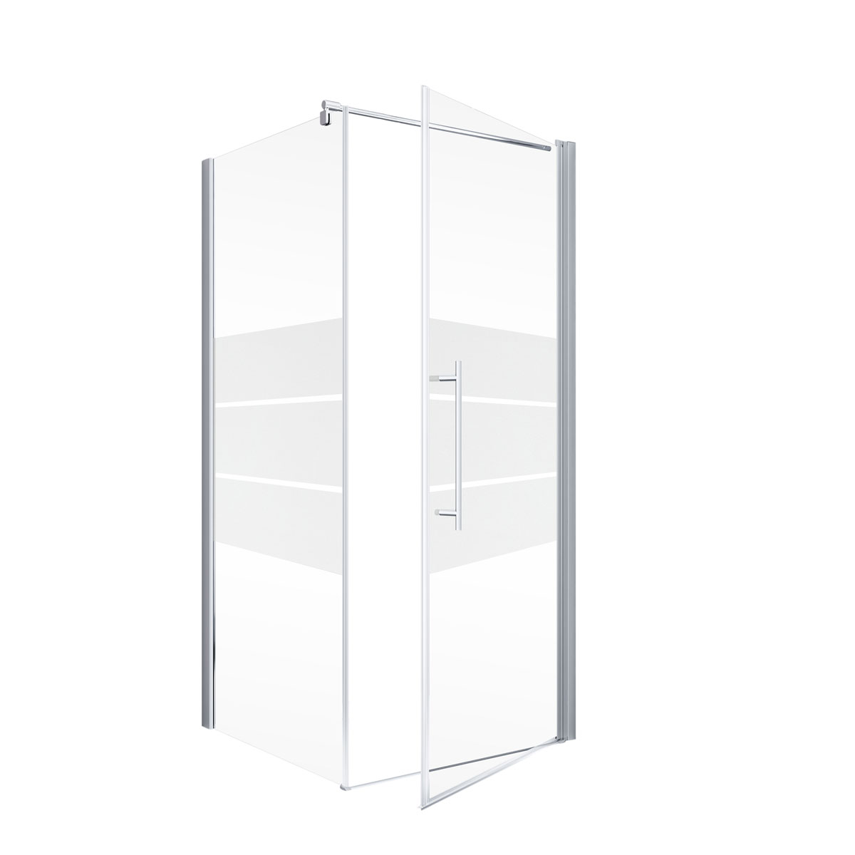 Schulte Eckdusche mit Drehtür Alexa Style 2.0 Alu Natur ESG chromfarben 90 x 90 cm