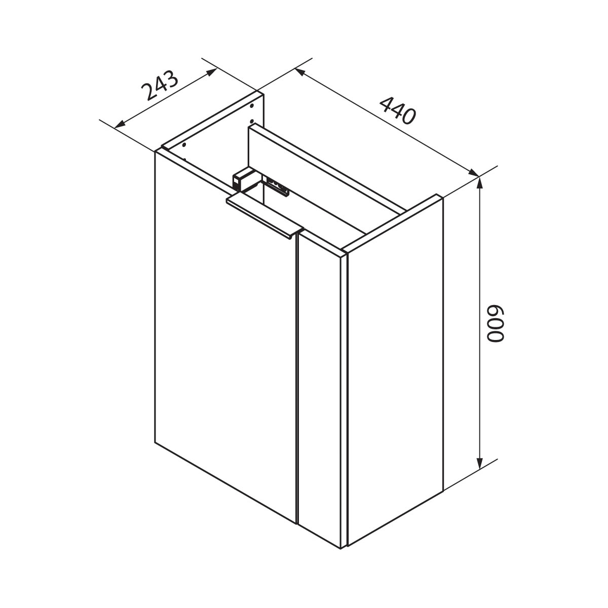 Fackelmann  Gäste-WC Waschtischunterschrank links SBC 440 x 600 x 243 mm anthrazit Bild 8