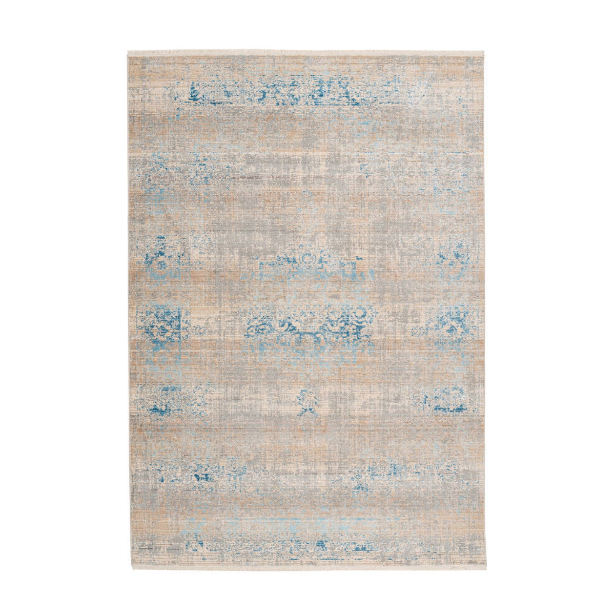Fransenteppich Baroque 300 grau/türkis