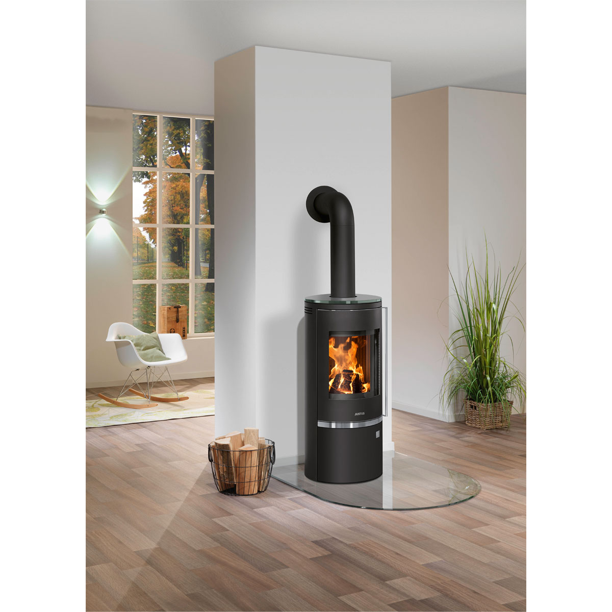 Justus Kaminofen Faro Top 2.0 mit Abdeckplatte Stahl Schwarz Bild 2