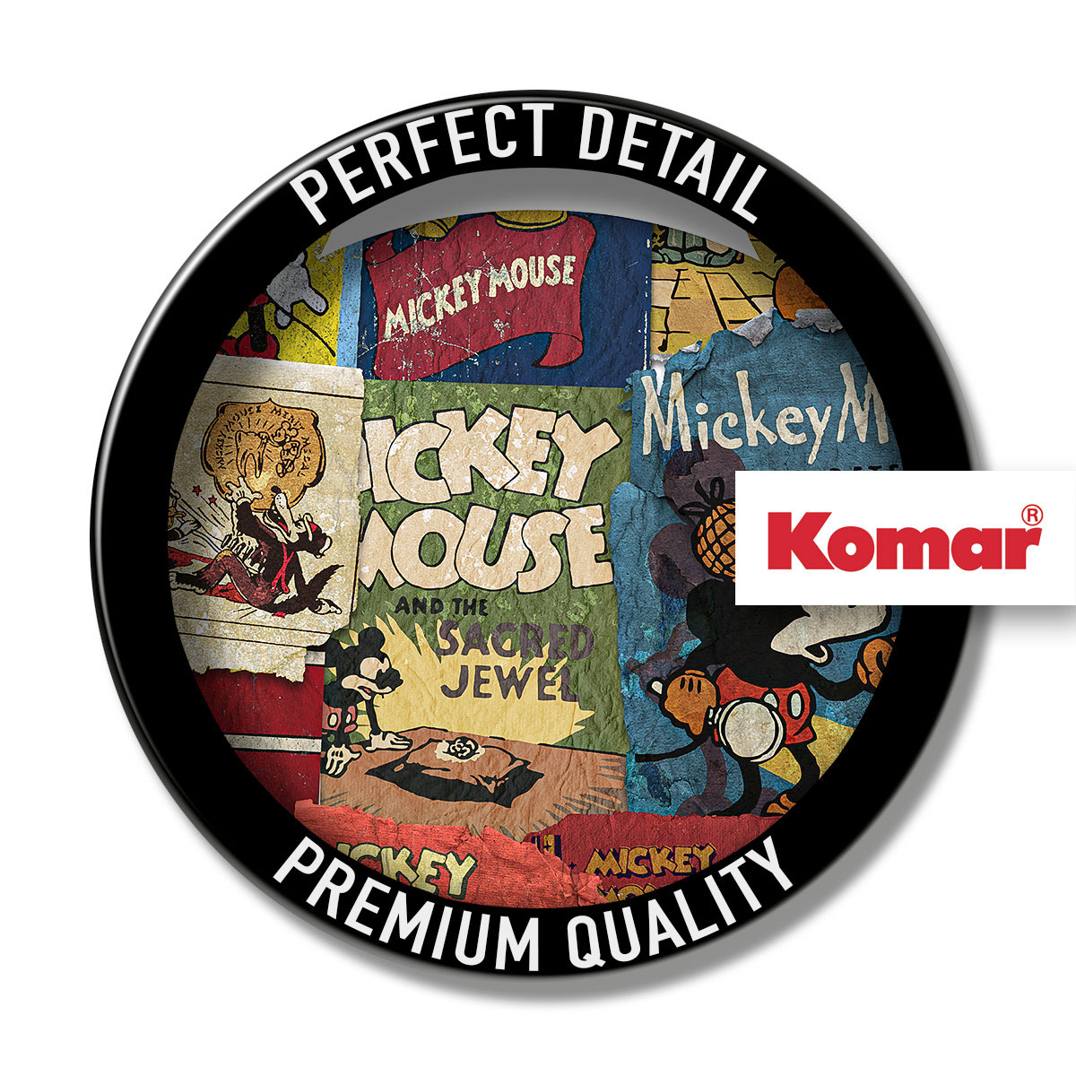 Komar Selbstklebende Vlies Fototapete rund Mickey Head Billboard Durchmesser 125 cm