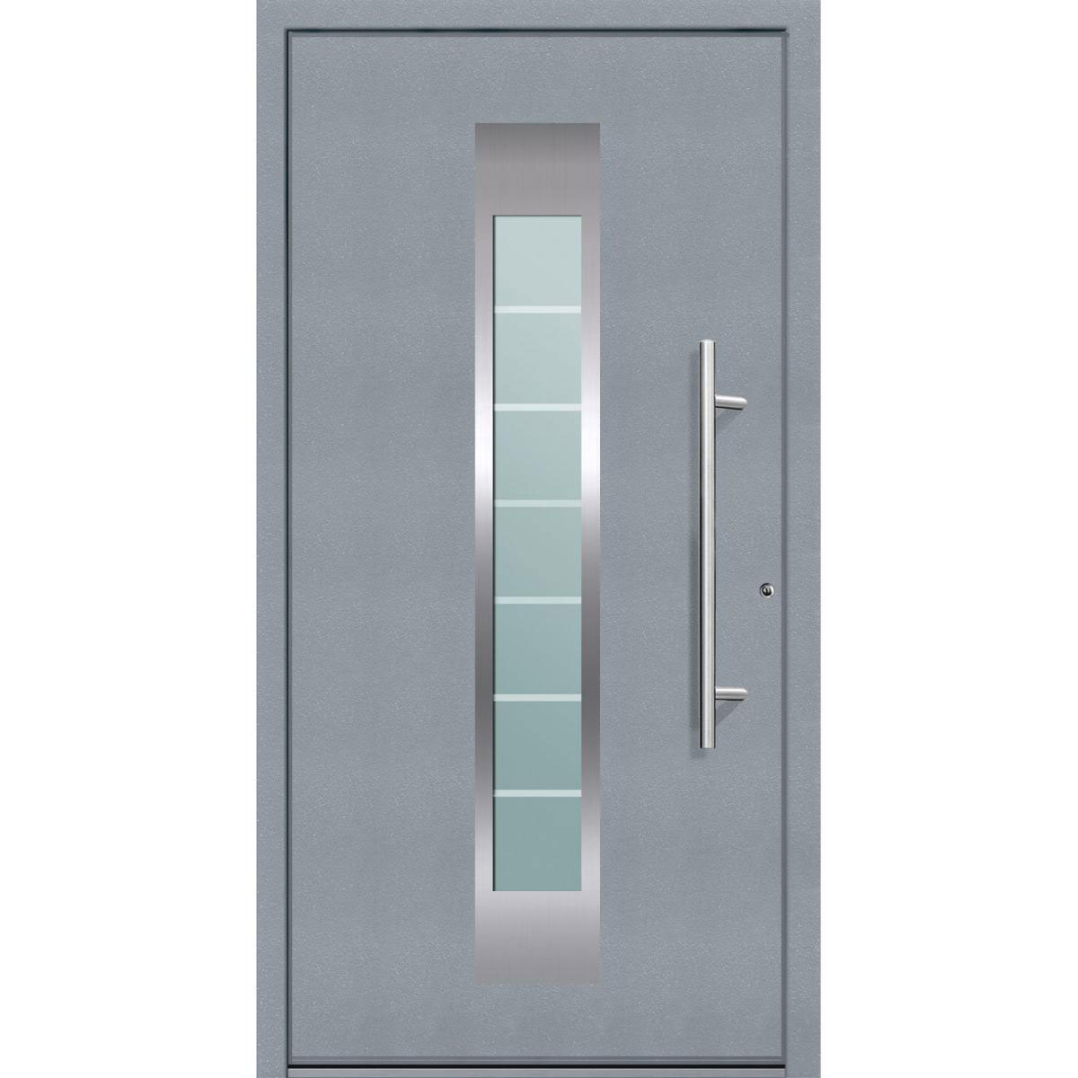 Aluminium Sicherheits-Haustür Florenz Superior 60 mm grau 100 x 210 cm Anschlag rechts inkl Griffset