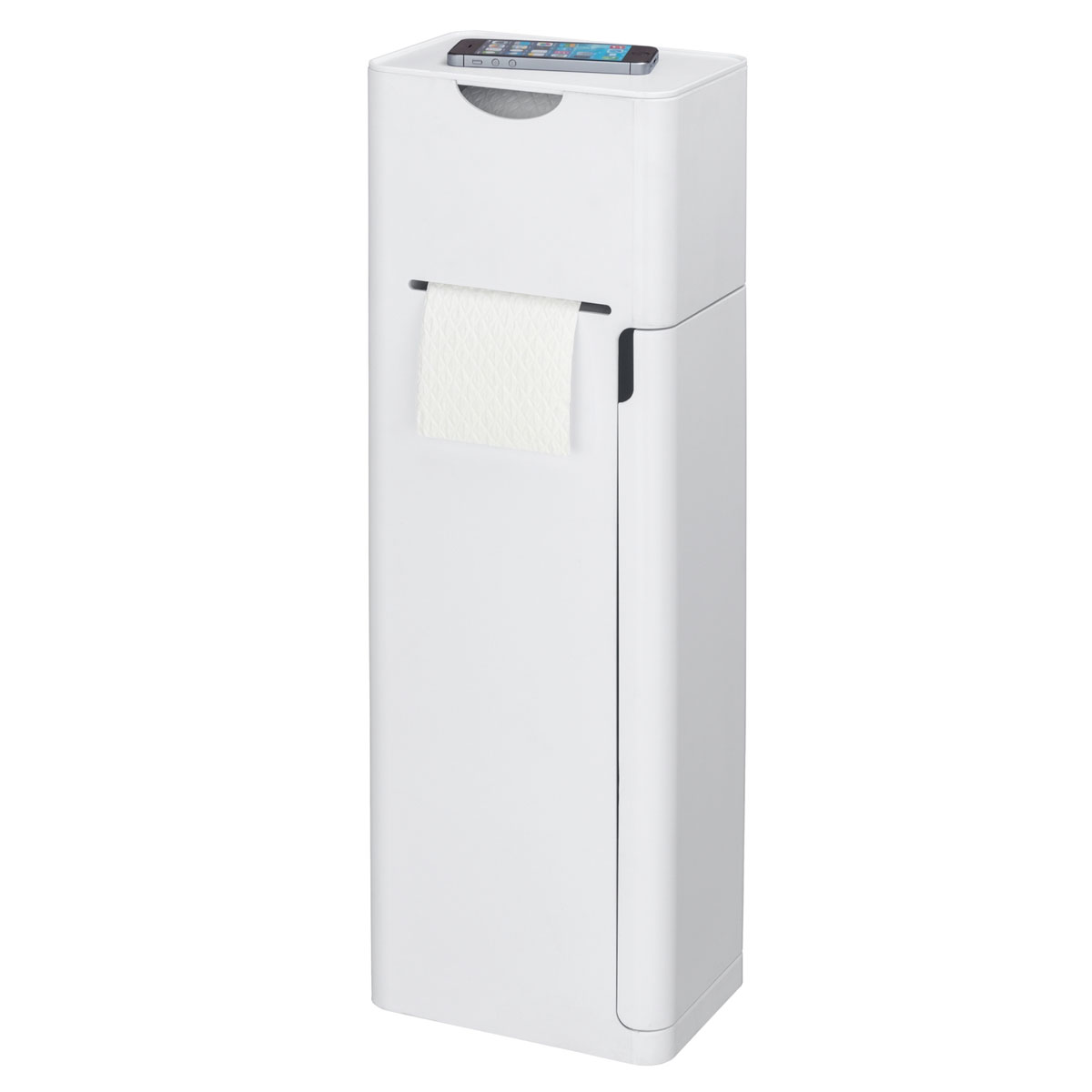 Wenko 6 in 1 Stand WC-Garnitur Imon Weiß matt integrierter Toilettenpapierhalter WC-Bürstenhalter Ersatzrollenhalter Stauraumfächer und Ablage