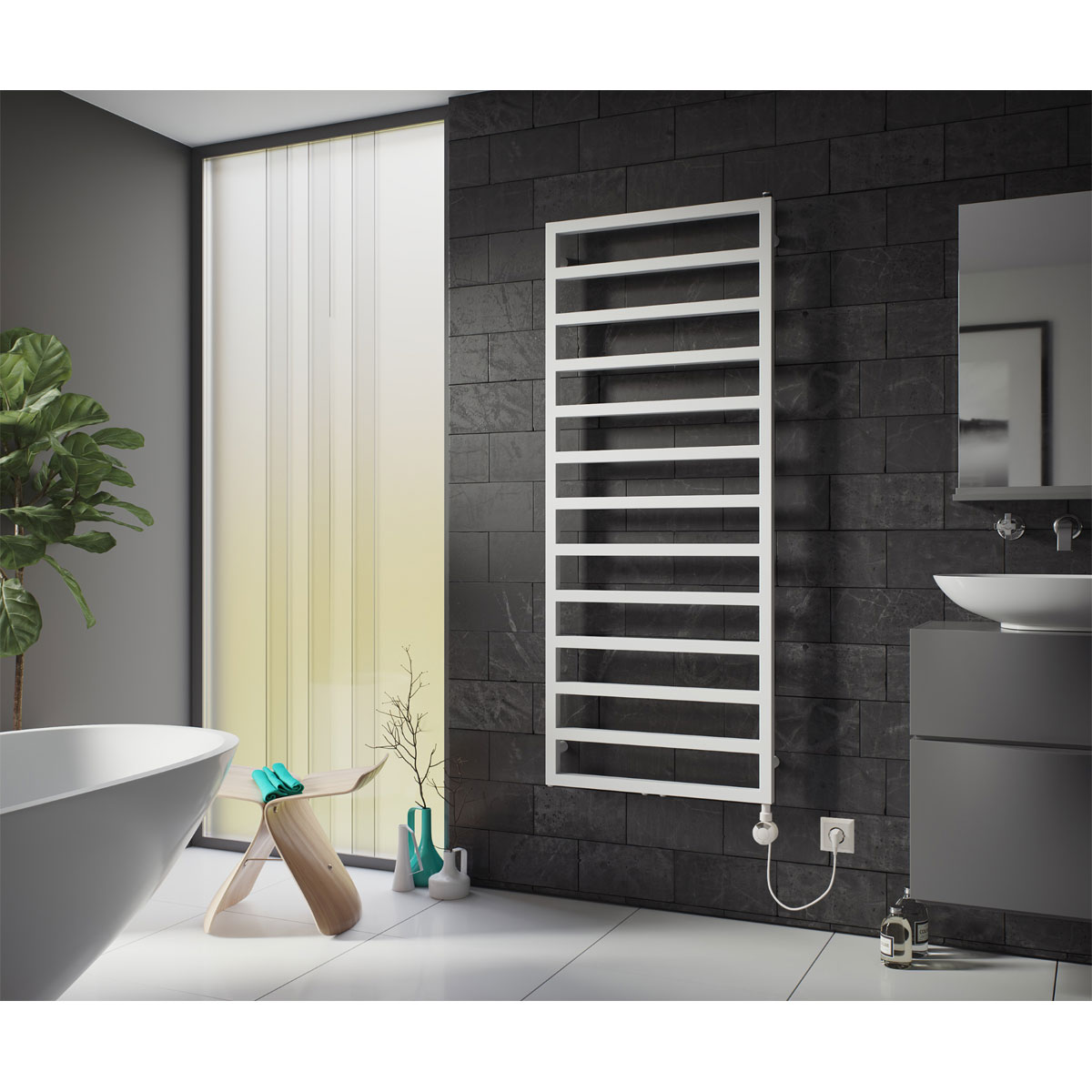 Ximax  Elektrischer Handtuchwärmer Pure 870 x 600 mm 300 Watt Typ 4 Weiß