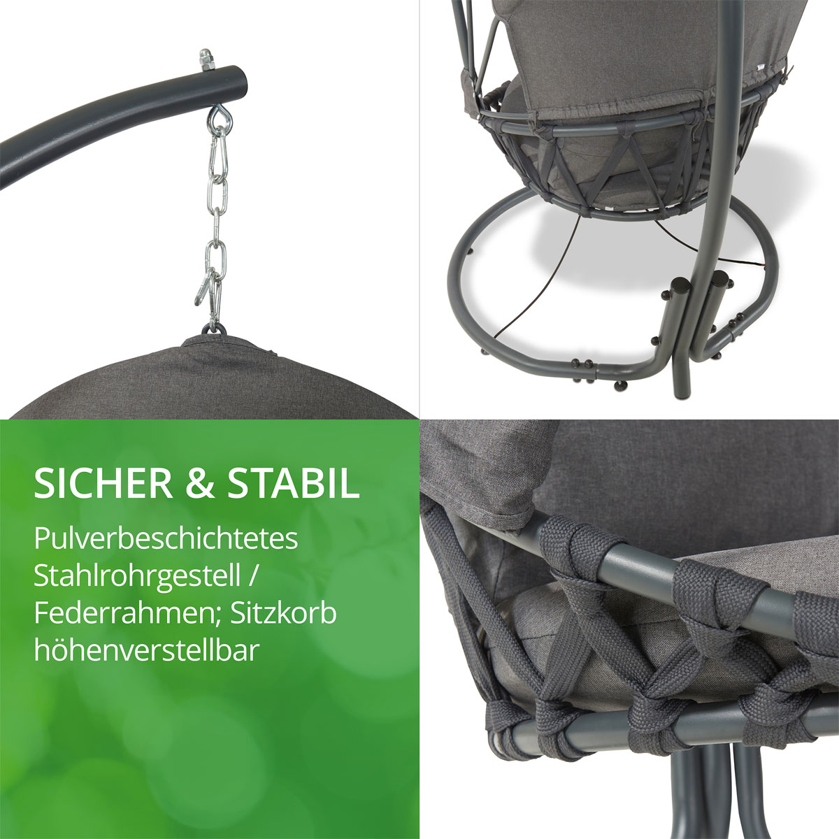 Leco Hängeschaukel mit gemütlichen Polstern und integriertem Sonnendach Bild 4