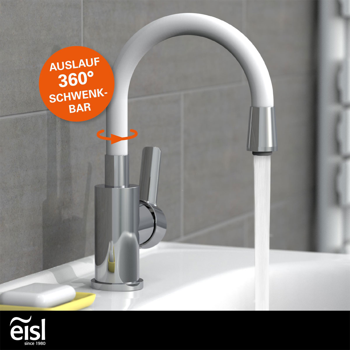 Eisl  Waschtischarmatur Flexo chrom weiß Cold Start Bild 2