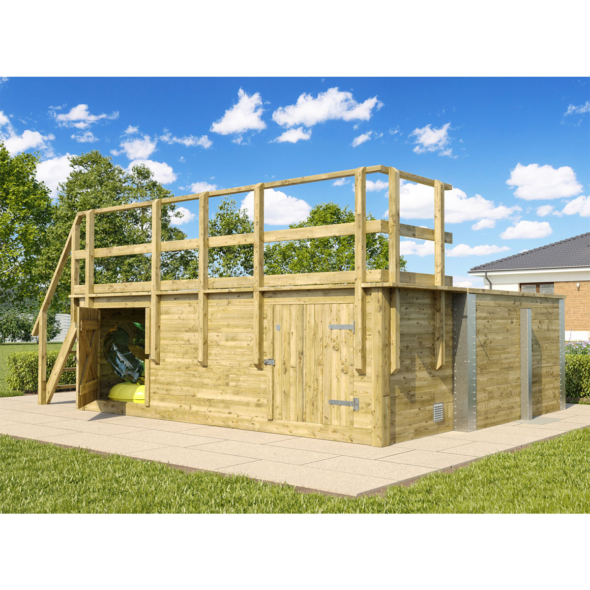 Weka Pool Rechteckig Größe 2 b 401,5 x 641,5 cm inkl Technikraum/Sonnendeck und FilteranlageFolie sand Bild 3