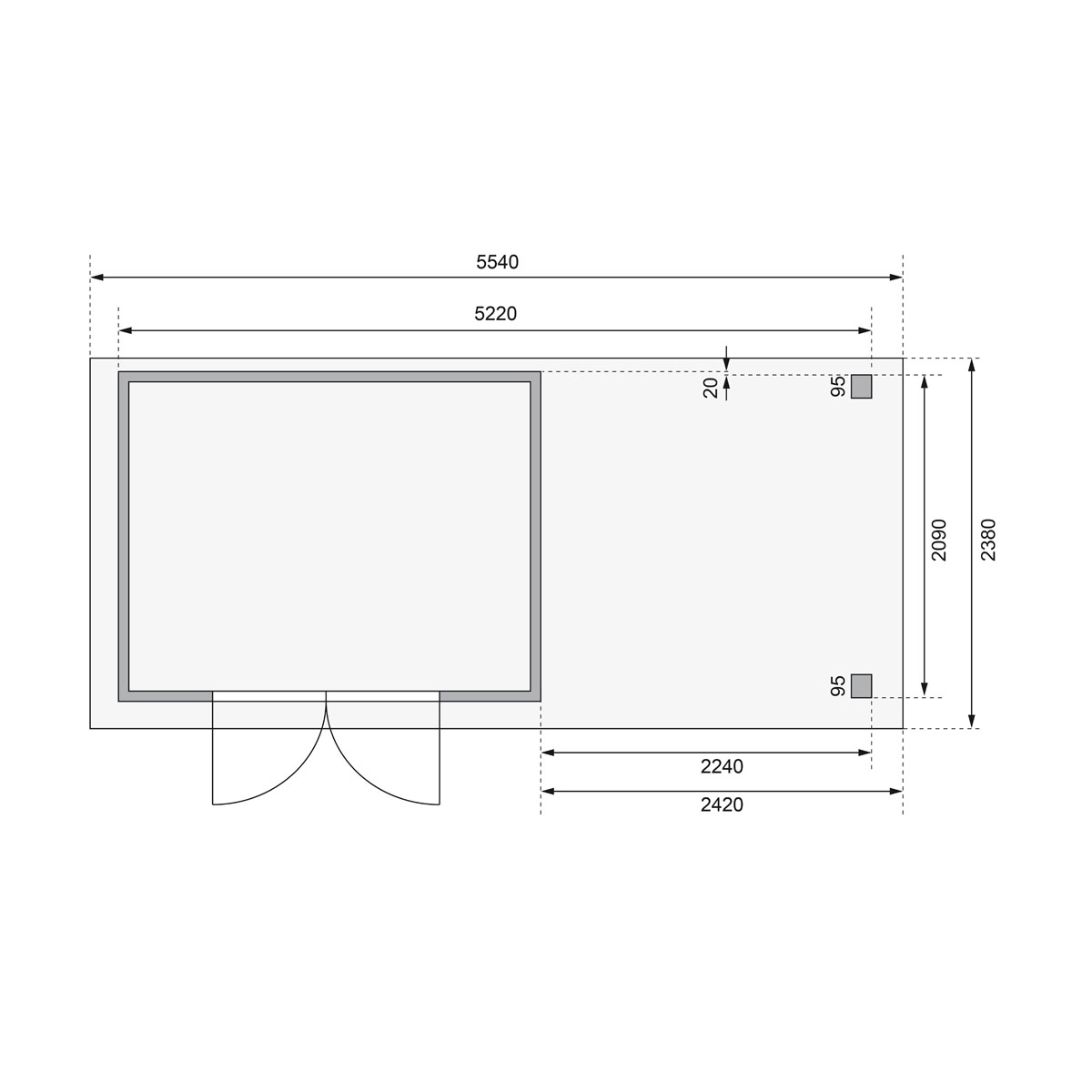 Karibu BBH Askola 4 Set mit Anbaudach terragrau Bild 8