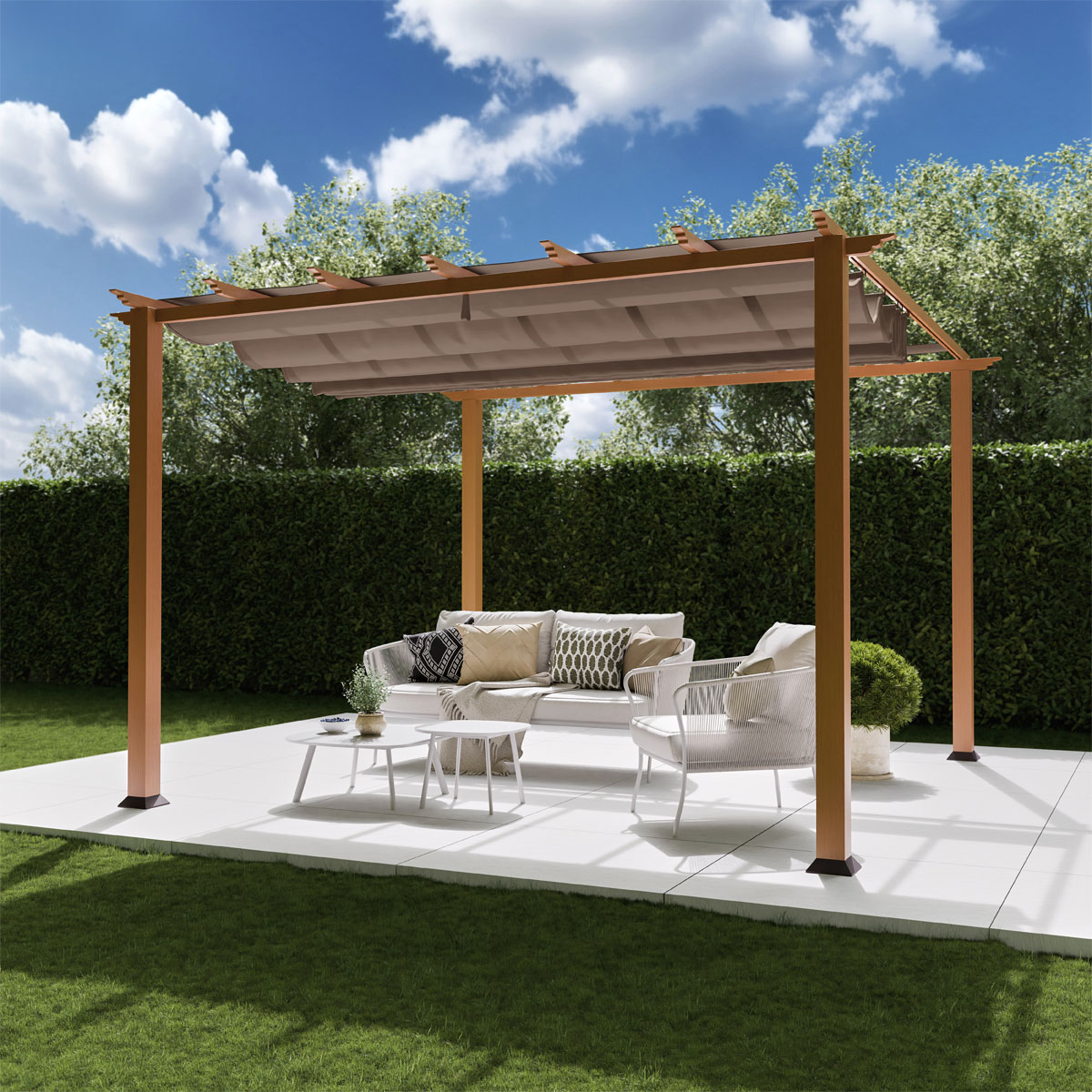 Paragon Outdoor Outdoor Pergola Florida 1111 350x350x235cm Holzoptik Bild 6