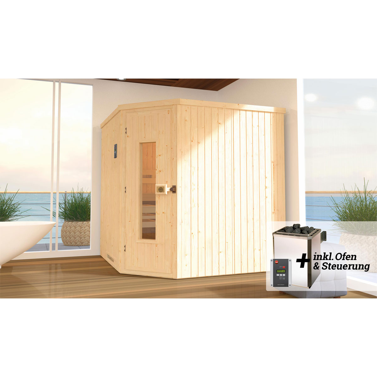 Weka  Massivholz-Sauna Valida Größe 4 Sparset 9,0 kW K inkl integrierter Bild 2