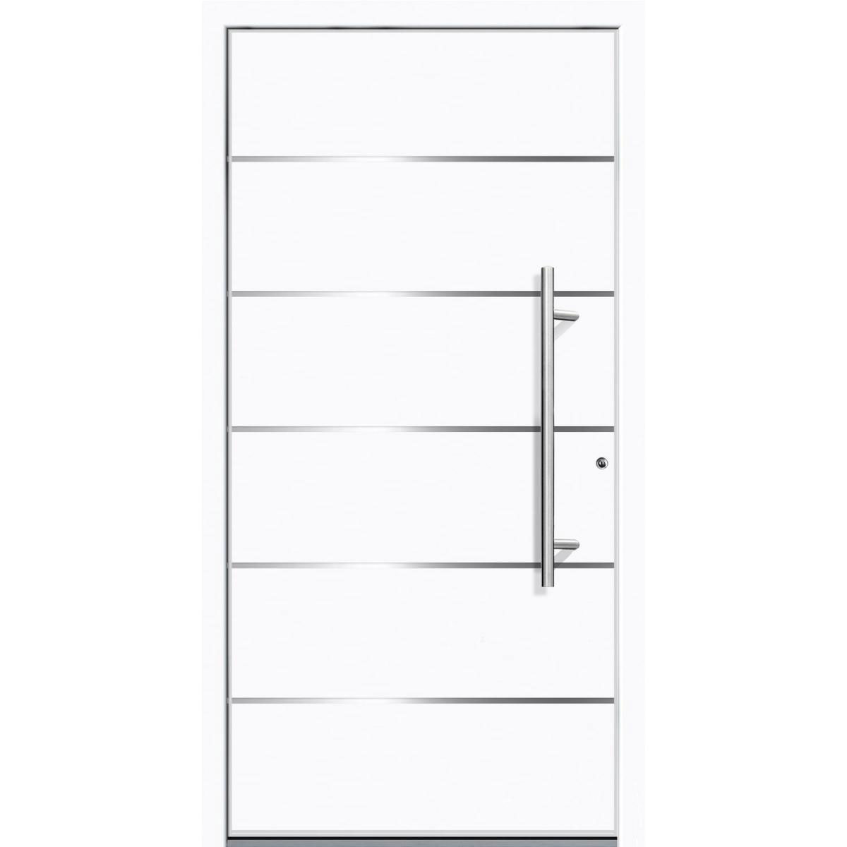 Aluminium Sicherheits-Haustür Livorno Superior 60 mm weiß 100 x 210 cm Anschlag rechts inkl Griffset