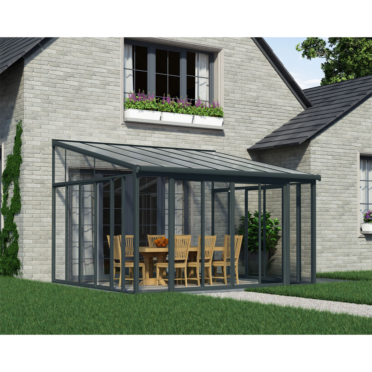 Palram Canopia SanRemo Alu Wintergarten Polycarbonat 4x4,4 m grau