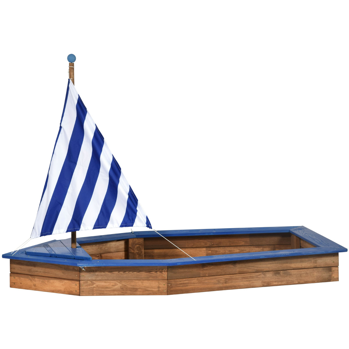 dobar Sandkasten Schiff-Form 180 x 96 x 125 cm blau-weiß gestreift