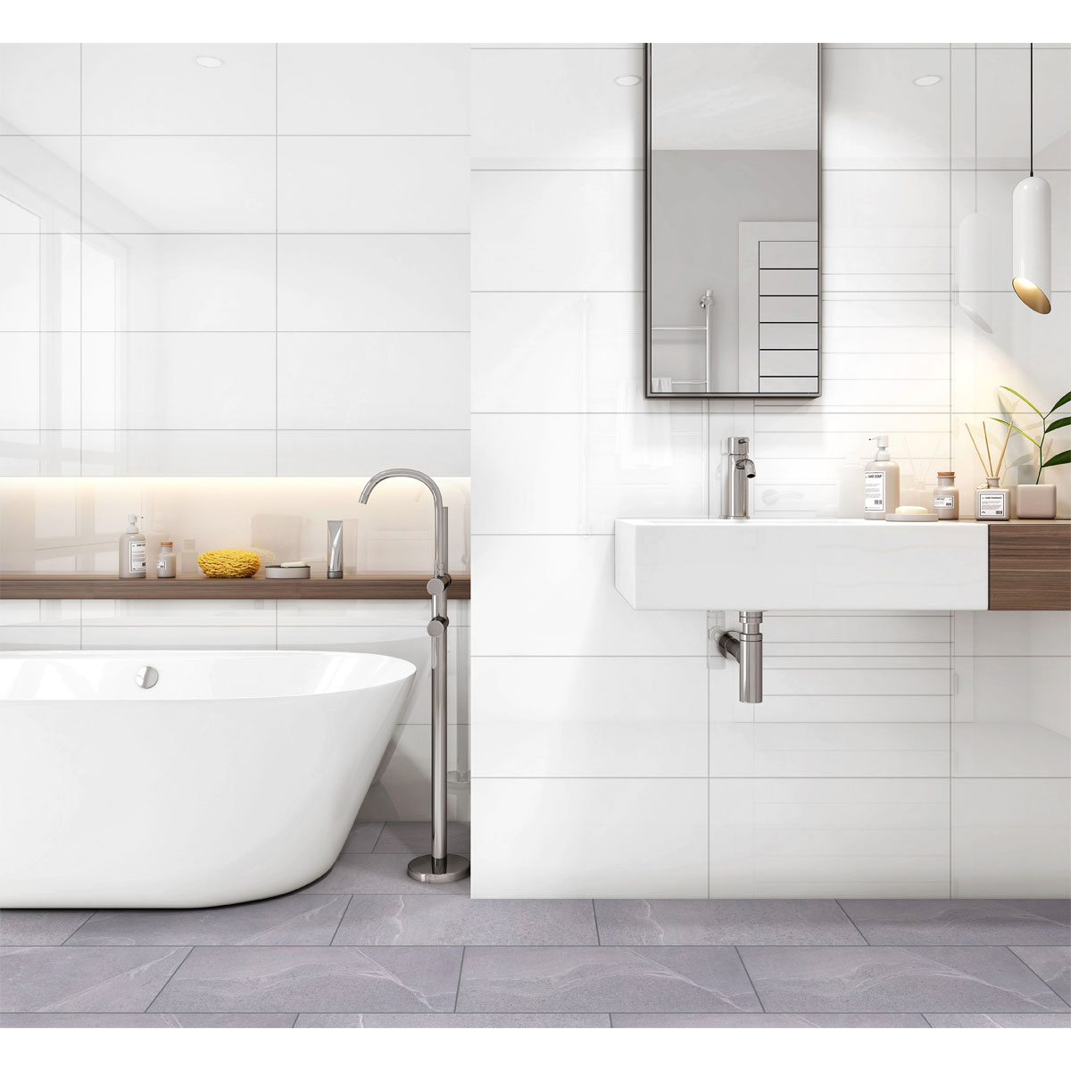 Wandfliese weiß matt 30 x 60 x 0,75 cm Bild 3