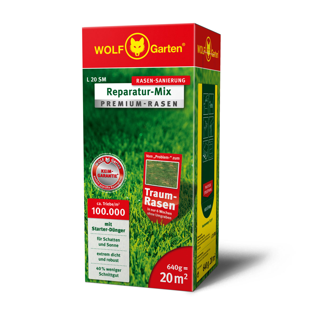 Premium-Rasen mit Starterdünger für 20 m²