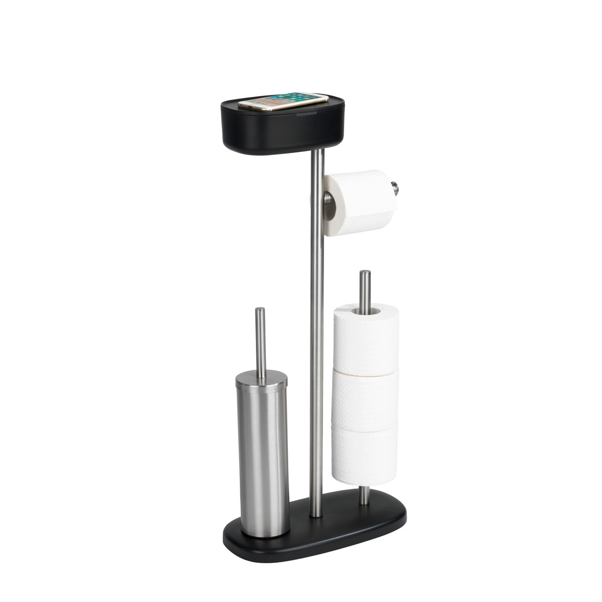 Ersatzrollenhalter Ablagebox mit und Stand 514826 mit Schwarz Wenko WC-Garnitur integrierter WC-Bürstenhalter Toilettenpapierhalter Box | Rivazza