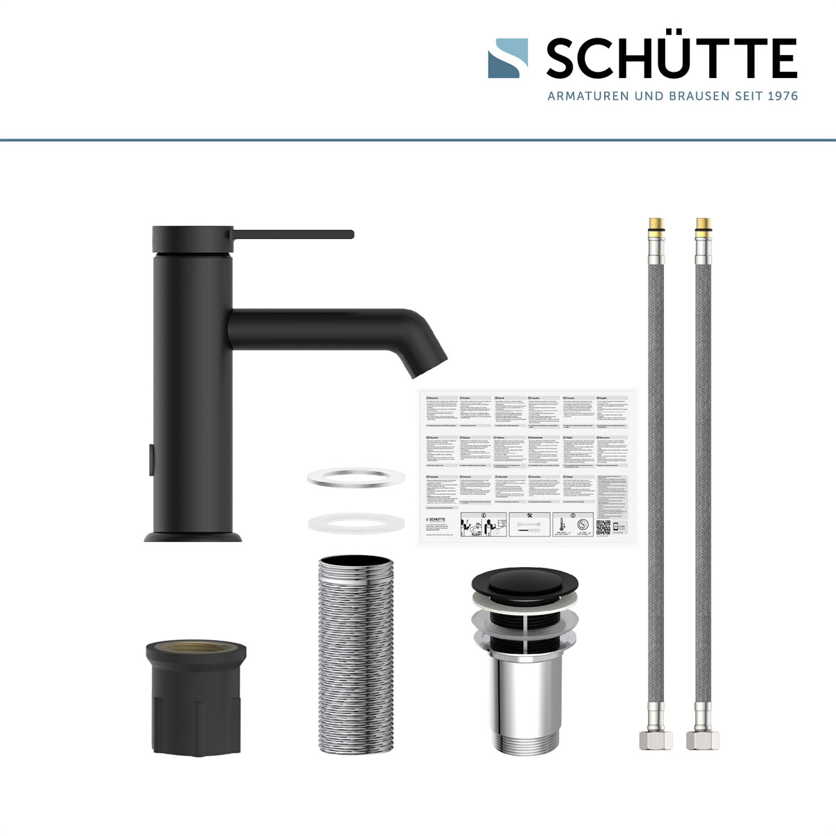 Schütte  Waschtischarmatur „Los Angeles“ schwarz-matt Eco-Click-Funktion