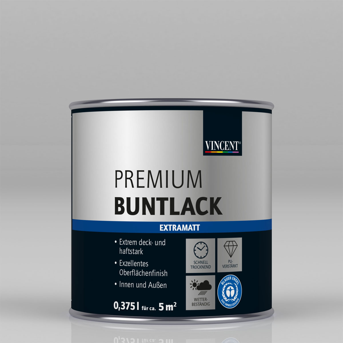 Premium Buntlack „silber metallic“ extramatt, 375 ml