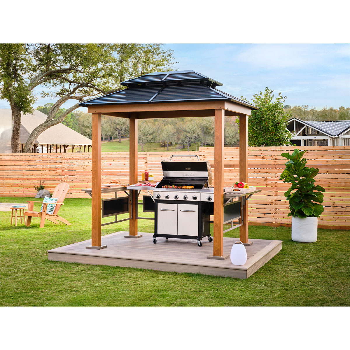 Sojag Pavillon BBQ Maui 158x249x278cm Holzoptik Bild 3