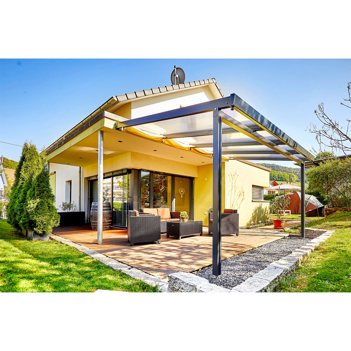 gutta Terrassenüberdachung 4 x 3 m anthrazit Bild 1